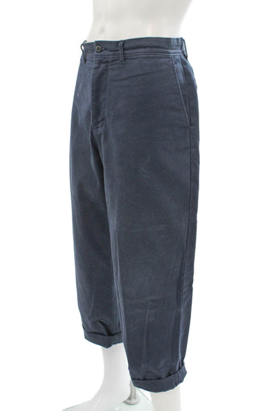 J Crew Mens Chino Pants Blue 100% Cotton Button Casual Size 33