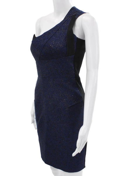 Roland Mouret Women Sheath Party Dress Blue One Shoulder Knee Length Zip Size 6