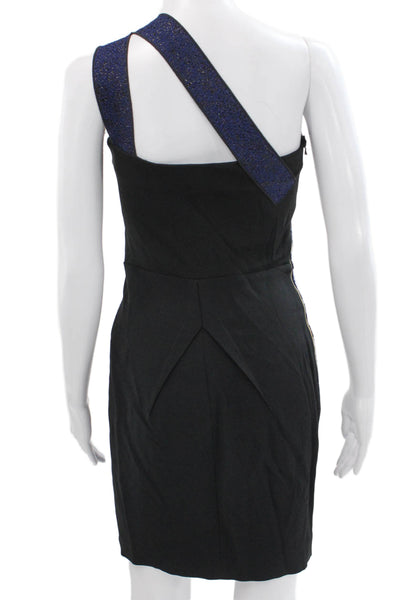 Roland Mouret Women Sheath Party Dress Blue One Shoulder Knee Length Zip Size 6