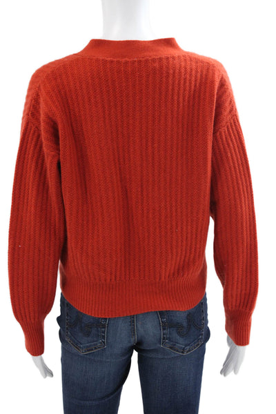 Allude Women Cardigan Cashmere V Neck Orange Long Sleeve Size S