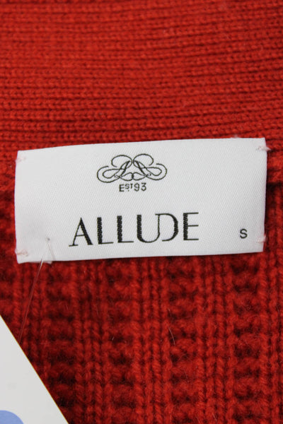 Allude Women Cardigan Cashmere V Neck Orange Long Sleeve Size S