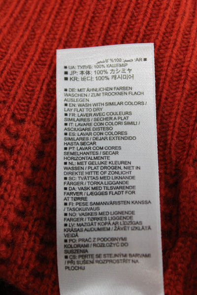 Allude Women Cardigan Cashmere V Neck Orange Long Sleeve Size S