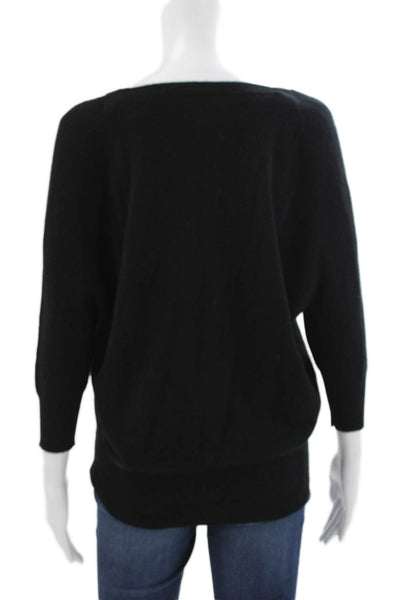 Theory Women Black Cashmere V-Neck Cardigan 3/4 Sleeve Size XS Petite