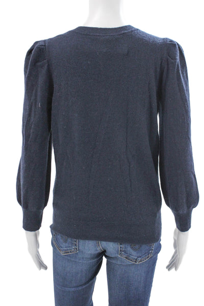 Autumn Cashmere Women V-Neck Pullover Sweater Blue 100% Cashmere Size S