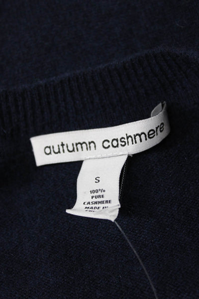 Autumn Cashmere Women V-Neck Pullover Sweater Blue 100% Cashmere Size S