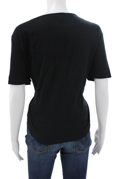 St. John Sport By Marie Gray Womens Black Crew Neck T Shirt Size L