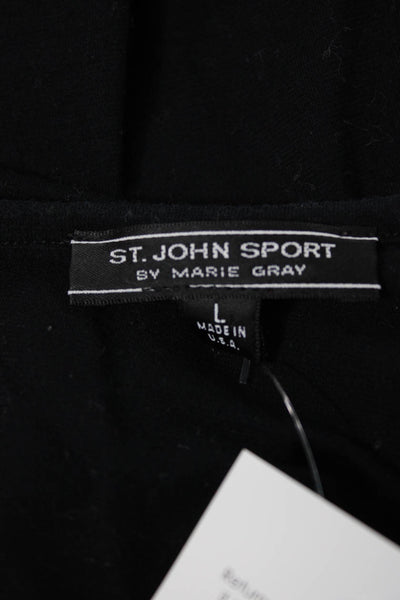 St. John Sport By Marie Gray Womens Black Crew Neck T Shirt Size L