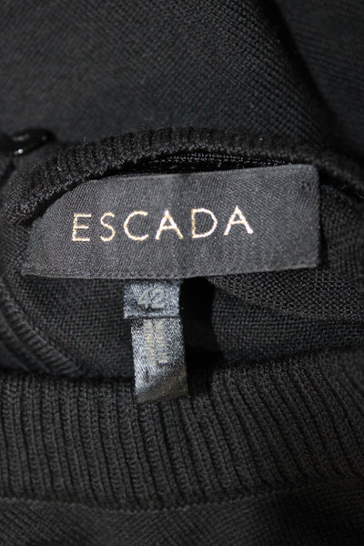 Escada Womens Wool Blend Mock Neck Sleeveless Vest Sweater Black Size 42