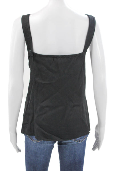Elie Tahari Women Basic Silk Blend V Neck Sleeveless Black Tank Top Size L