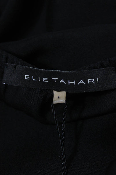 Elie Tahari Women Basic Silk Blend V Neck Sleeveless Black Tank Top Size L
