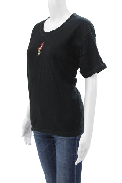 Sonia Rykiel Womens Basic Black Cotton Crew Neck Short Sleeve T-Shirt Size M