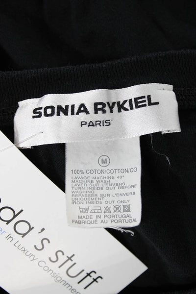 Sonia Rykiel Womens Basic Black Cotton Crew Neck Short Sleeve T-Shirt Size M