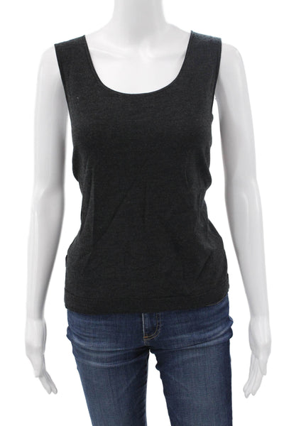 Lafayette 148 New York Womens Wool Scoop Neck Sleeveless Tank Gray Size L