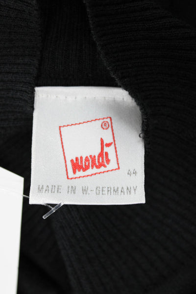 Mondi Women Black Cotton Mock Neck Pullover Sweater Short Sleeve Size 44