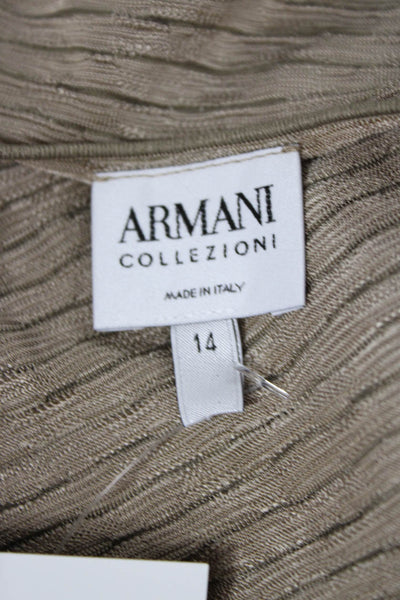Armani Collezioni Women Striped Beige Viscose T-Shirt Short Sleeve Size 14
