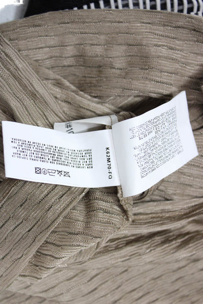 Armani Collezioni Women Striped Beige Viscose T-Shirt Short Sleeve Size 14