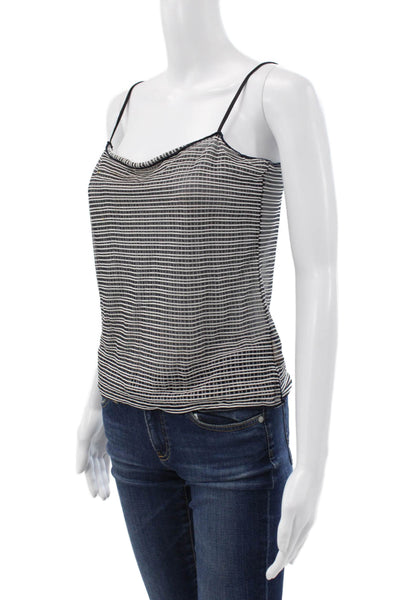 Armani Collezioni Women Black Striped Cowl Neck Rayon Camisole Size 10
