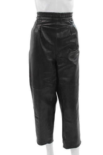 Nancy Heller Women Cropped Black Leather Pants Size 2