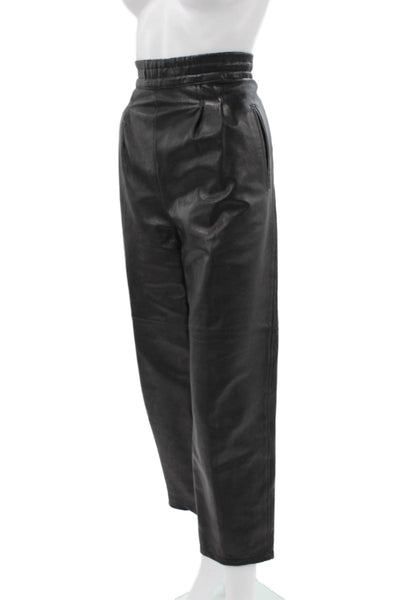 Nancy Heller Women Cropped Black Leather Pants Size 2