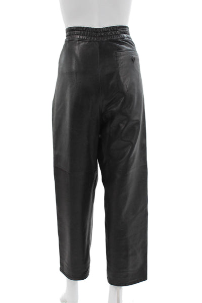 Nancy Heller Women Cropped Black Leather Pants Size 2