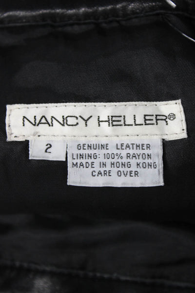 Nancy Heller Women Cropped Black Leather Pants Size 2