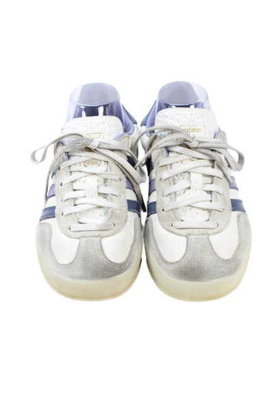 New Balance Womens Lace Up Logo Low Top Sneakers White Green Leather Size 5