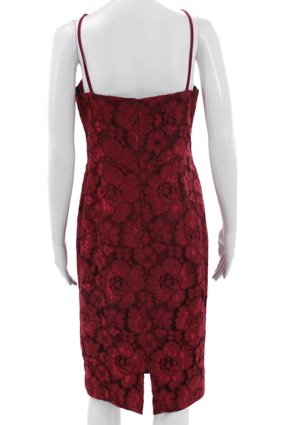 Black Halo Womens Sheath Dress Halter Floral Red Cotton Knee Length Size 6