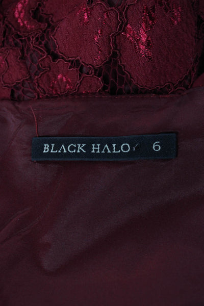 Black Halo Womens Sheath Dress Halter Floral Red Cotton Knee Length Size 6