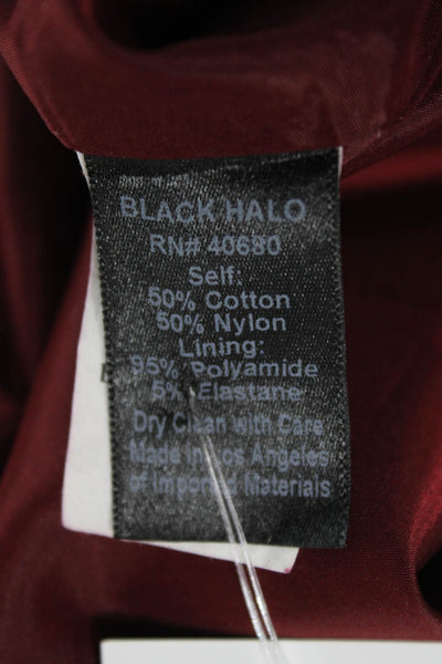 Black Halo Womens Sheath Dress Halter Floral Red Cotton Knee Length Size 6