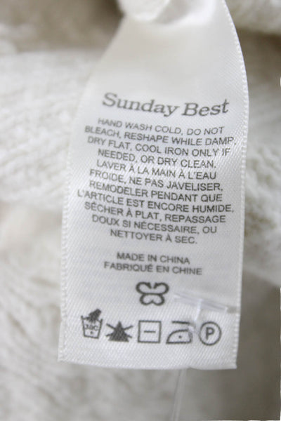 Sunday Best Womens V-Neck Merino Wool Cardigan Ivory Long Sleeve Size M