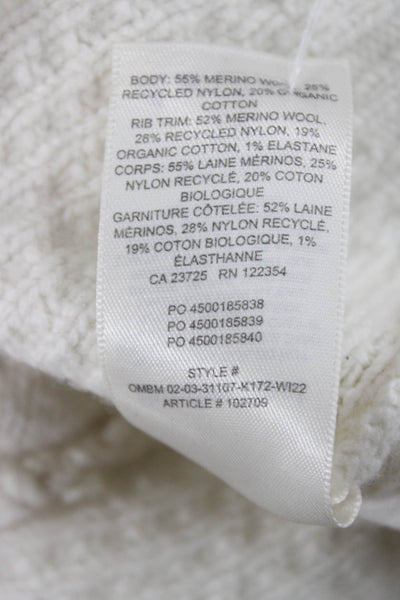 Sunday Best Womens V-Neck Merino Wool Cardigan Ivory Long Sleeve Size M