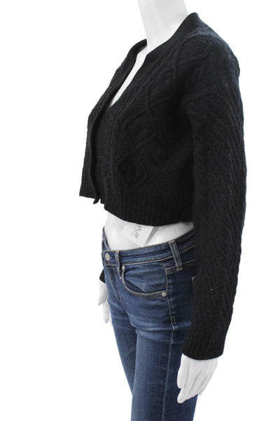 Sunday Best Women Cardigan Merino Wool Black V Neck Long Sleeve Size M