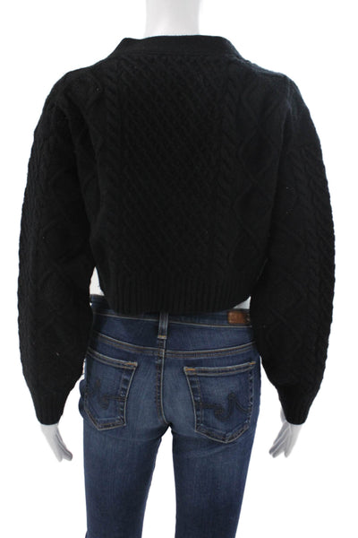 Sunday Best Women Cardigan Merino Wool Black V Neck Long Sleeve Size M