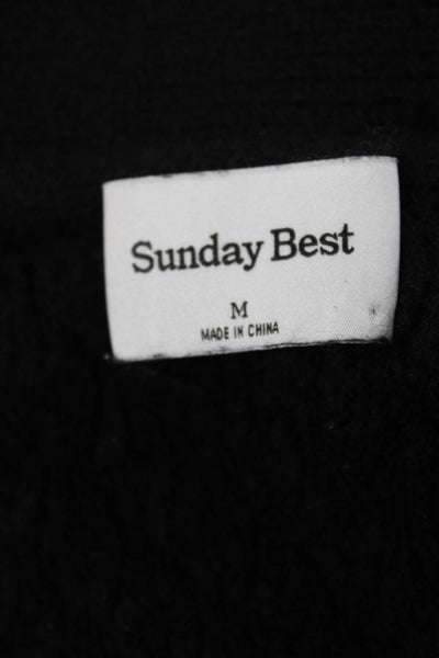 Sunday Best Women Cardigan Merino Wool Black V Neck Long Sleeve Size M