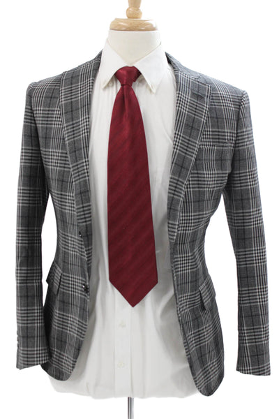 Scuderi Mens Plaid Gray Blazer Button Size 46