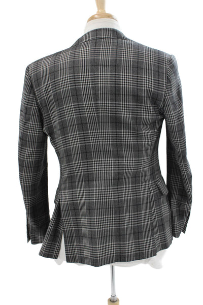Scuderi Mens Plaid Gray Blazer Button Size 46