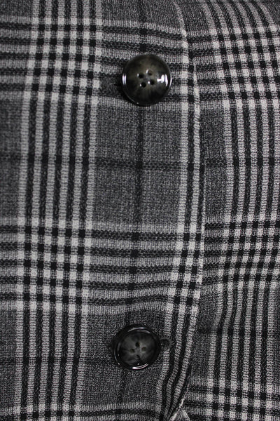 Scuderi Mens Plaid Gray Blazer Button Size 46