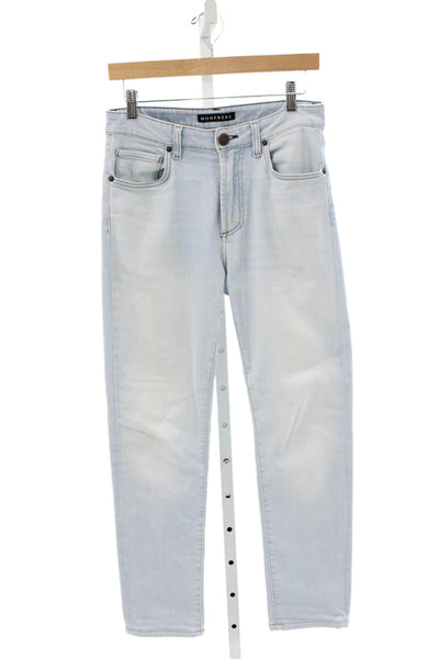 Monfrere Mens Straight Jeans Blue Cotton Button Fly Size 30
