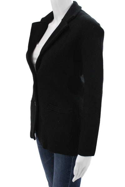 J Crew Women Black Merino Wool Basic Jacket Button Long Sleeve Size XS