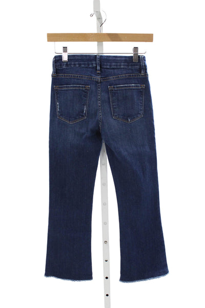Frame Unisex Adults Flared Jeans Blue Mid Rise Distressed Size 24