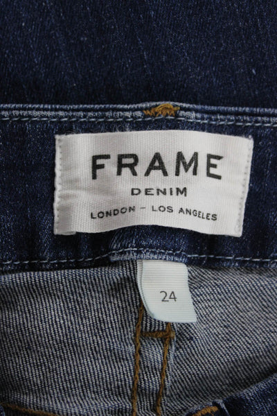 Frame Unisex Adults Flared Jeans Blue Mid Rise Distressed Size 24