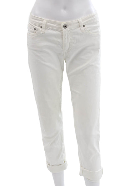 AG Womens Cropped White Jeans Cotton Blend Button Fly Size 27