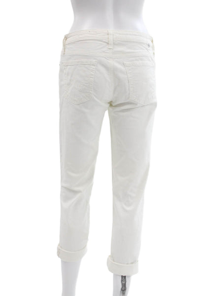 AG Womens Cropped White Jeans Cotton Blend Button Fly Size 27