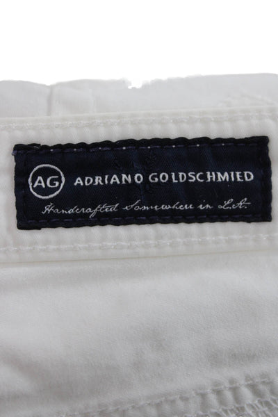 AG Womens Cropped White Jeans Cotton Blend Button Fly Size 27