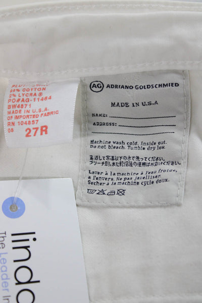 AG Womens Cropped White Jeans Cotton Blend Button Fly Size 27