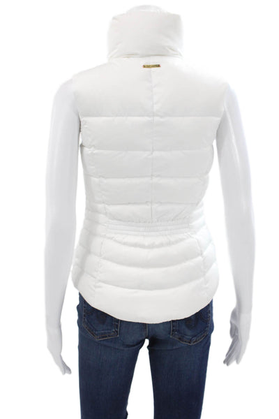 Lilly Pulitzer Womens White Puffer Vest Zip Tropical Polyester Size 2XS