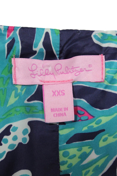 Lilly Pulitzer Womens White Puffer Vest Zip Tropical Polyester Size 2XS