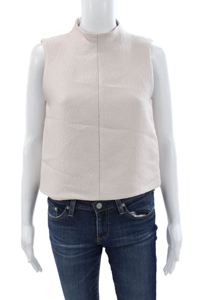 Tibi Women Basic Beige Sleeveless High Neck Polyester Blouse Size 2
