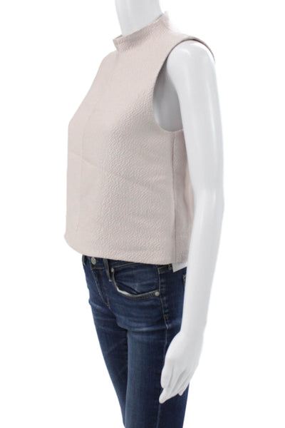 Tibi Women Basic Beige Sleeveless High Neck Polyester Blouse Size 2