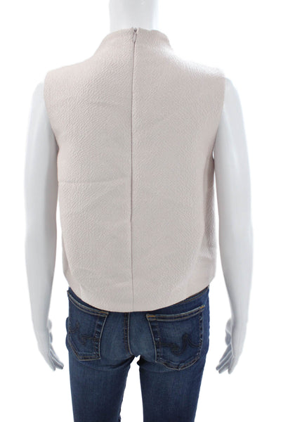 Tibi Women Basic Beige Sleeveless High Neck Polyester Blouse Size 2
